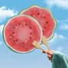 Круглый веер с принтом арбуза, с длинной деревянной ручкой, портативный, легкий, для путешествий на открытом воздухе