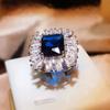 Silver Sparkling Blue/White Cubic Zirconia Rings For Women Wedding Engagement Party Noble Rings Anniversary Gift Jewelry