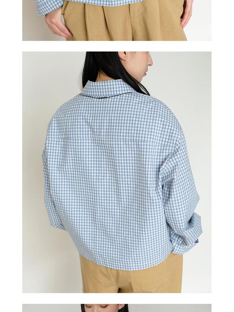 Korean Miu-Style All-Cotton Long Sleeve Short Shirt for Women – Versatile Spring Layering