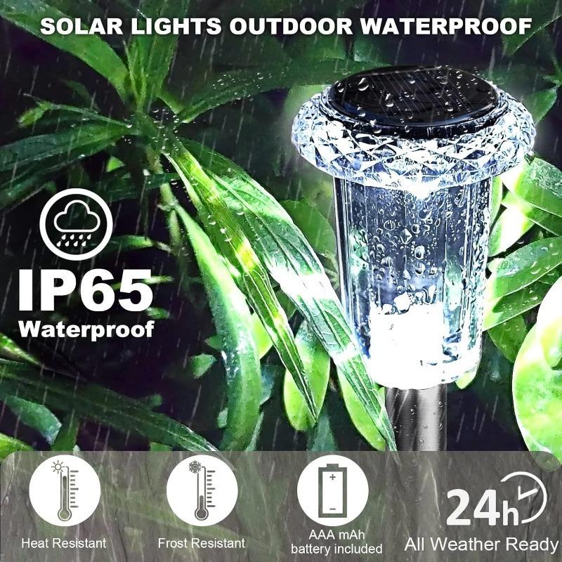 12/6pcs Solar Outdoor Lights,Waterproof Stainless Steel Solar Stake Lights for Pathway Garden Yard Path Walkway Driveway Lawn Decor