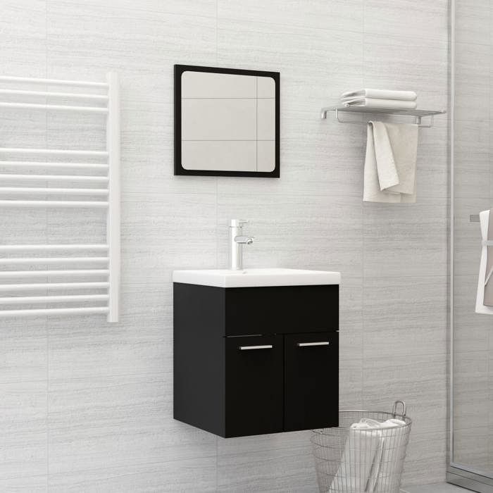 VidaXL Bathroom Furniture Set Storage Cabinet Wall Mirror Toilet Cabinet Sink Cabinet and Washbasin 3071307