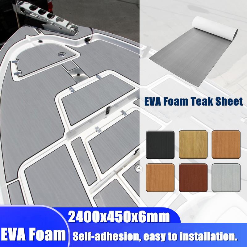 2400x450x6 мм ЭВА Пена Морской Лодка Яхта Напольное Покрытие Искусственный Тик Палуба Лист Коврик Напольный Коврик Самоклеящийся Коричневый Серый