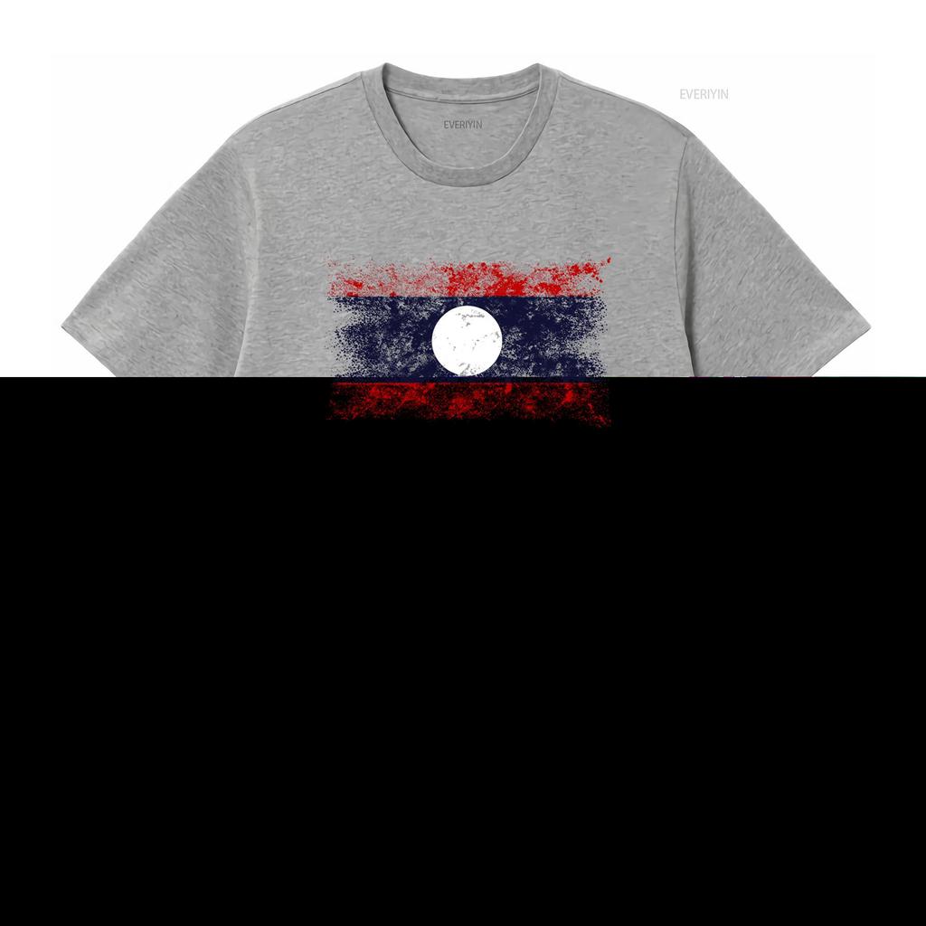 ЛАОС ВИНТАЖНЫЙ ФЛАГ МУЖСКАЯ ФУТБОЛКА ТИШКА XS S M L XL 2XL 3XL 4XL 5XL Ретро Стиль с Принтом винтажный Стиранный Удобный Стильный