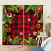 2 шт. классические рождественские занавески в клетку красного и черного цвета для домашнего декора - оконные шторы с карманами для спальни