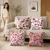 Red Floral Pattern Cushion Cover Silky Short Plush Invisible Zipper Dustproof Sofa Pillow Case For Home Decor