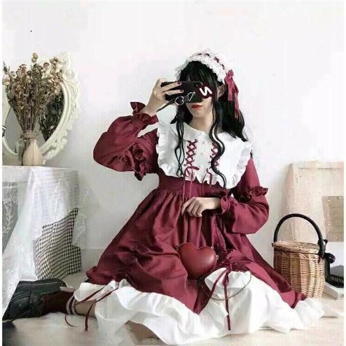 Милое женское платье в стиле Лолита в японском стиле Харадзюку с длинными рукавами, юбка-кукла, весна-лето, мягкая