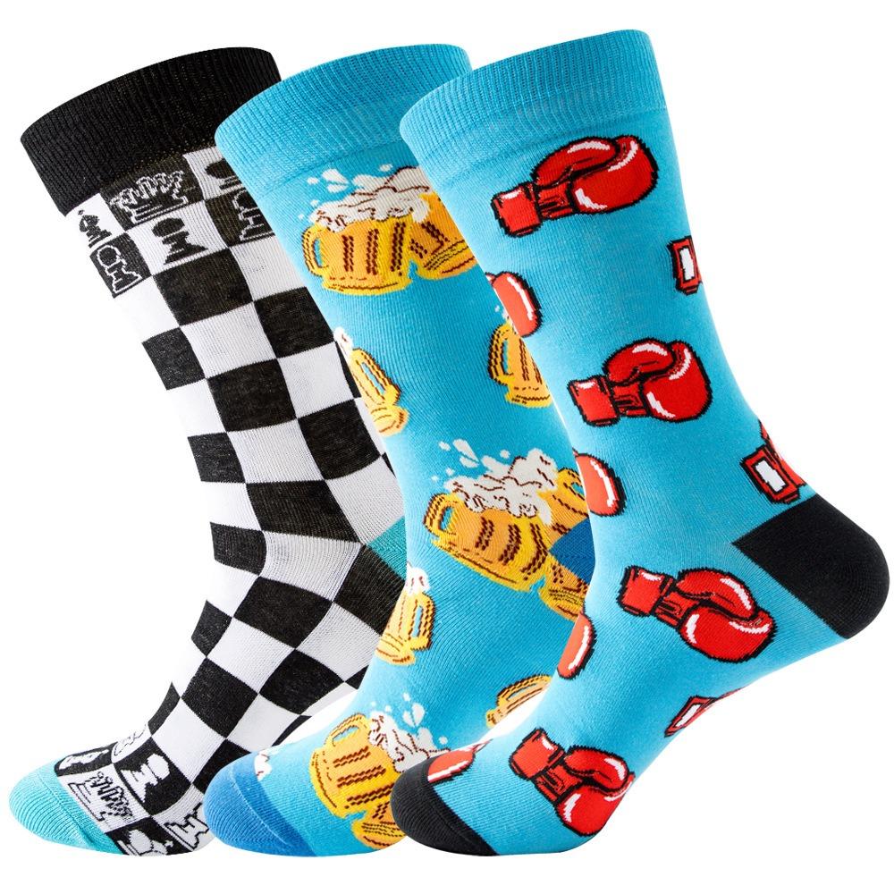 New Happy Mens Socks Women Novelty Cartoon Sock Combed Cotton Funny Men's Big Size Crew Harajuku Hip Hop Thick Long Socks
