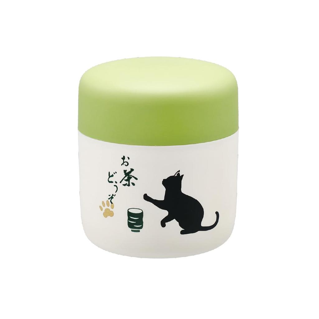 Daiwa Tea Caddy Canister, Made In Japan, Tea Storage Container for Loose Tea and Green Tea, Souvenir, Aizu Lacquer, Cat Design, Cute, Ocha Neko (OC-O)