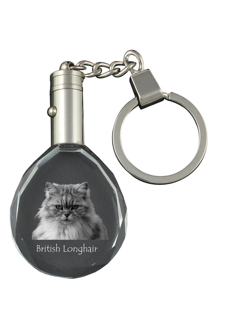 British Longhair - Fob with Cat Photo, Crystal Key Ring In Gift Box, Unique Gift by Art-Dog Brand