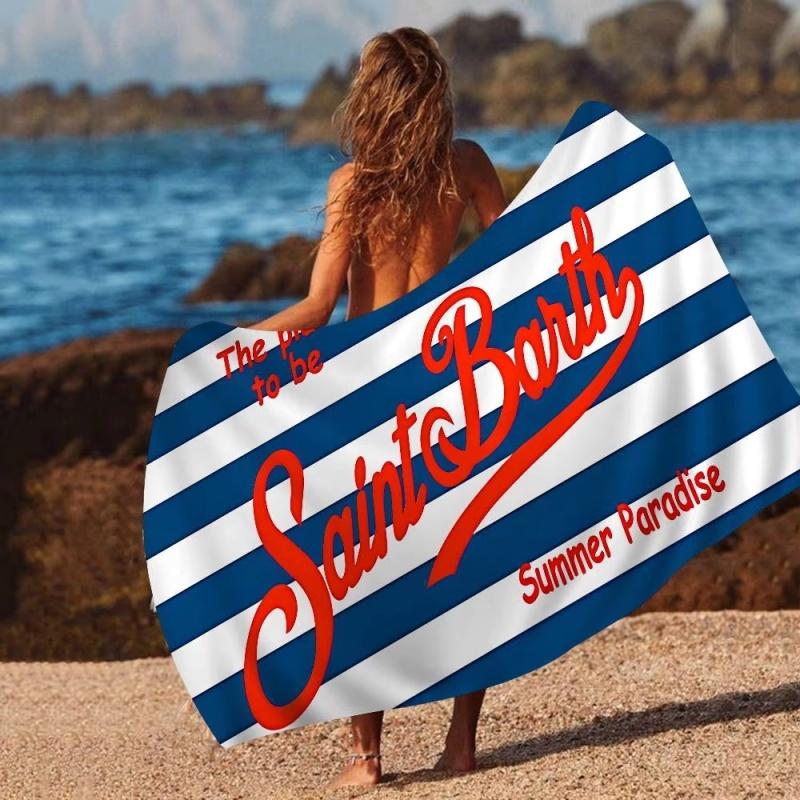 Blue White Striped Saint Barth Beach Towel Lightweight Quick Dry Microfiber Travel Swimming Bath Towel