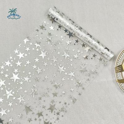 Прозрачная сетка Блестящая звезда Скатерть-дорожка Звездный узор Романтическая сетчатая скатерть-дорожка Полиэстер Мерцающая блестящая скатерть-дорожка