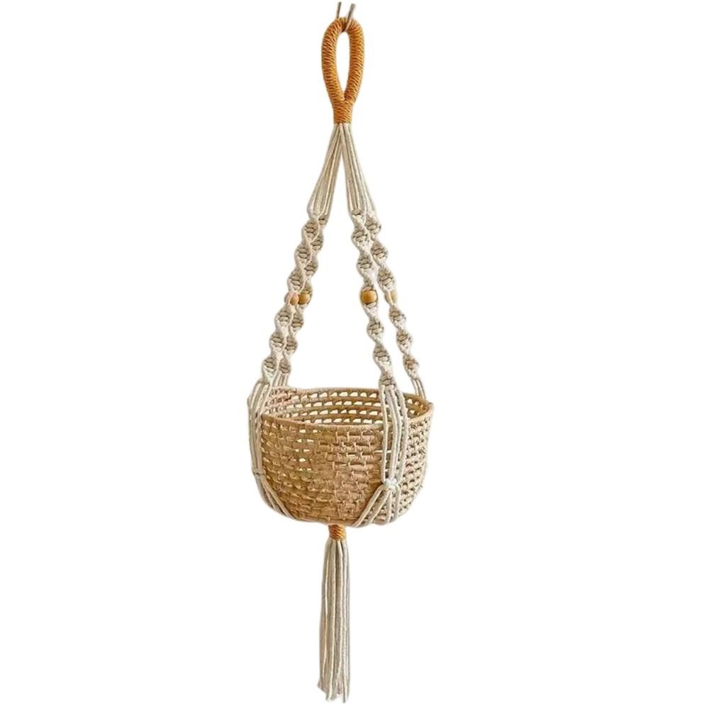 Handmade Cotton Rope Hanger Flower Pot Gardening Tassel Hanging Basket Tray Plant Hanger Outdoor