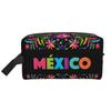 Colorful Mexican Flowers Art Storage Bags Portable Large Capacity Travel Cosmetic Bag Makeup Bag Ideal for Travel Toiletry Pouch