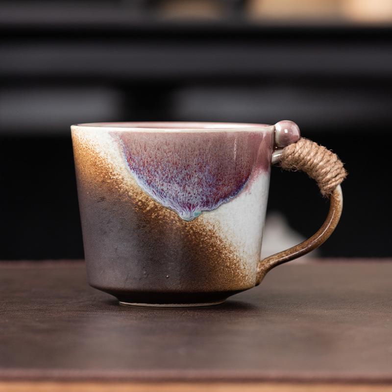Irregular Retro Ceramic Coffee Mug - Unique Kiln-Changed Design