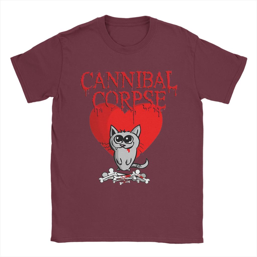 Винтажные мужские футболки Cannibal Corpse Heart Cat с круглым вырезом, хлопковые футболки с коротким рукавом, графические топы