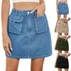 Women's Fashion Wash Elastic-Waisted Denim Skirt Skirt