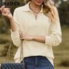 Женские модные повседневные осенне-зимние однотонные рубашки-поло с длинным рукавом и принтом, блузки и рубашки