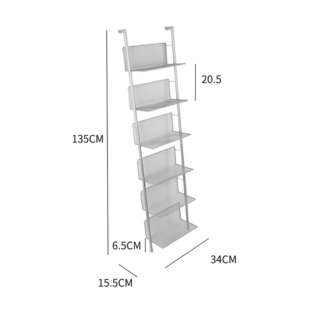 Книжная полка 6 ярусов современная металлическая напольная стойка для хранения журналов для газетной студии