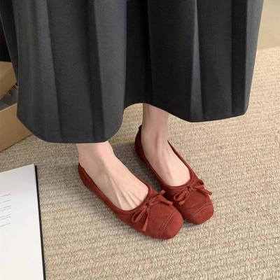 Балетки-бини осенние новые для通勤, феи, повседневные, с круглым носком, с мелким вырезом, одинарные туфли