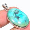 Natural Tibetan Turquoise Gemstone 925 Solid Sterling Silver Pendant 1.50" P7w84
