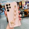 Для Samsung Galaxy S24 Plus Ultra S23 FE S22 S21 5g Luxury Plating Love Heart Bracelet Chain Case On S24Ultra S 24 S23Plus Cover