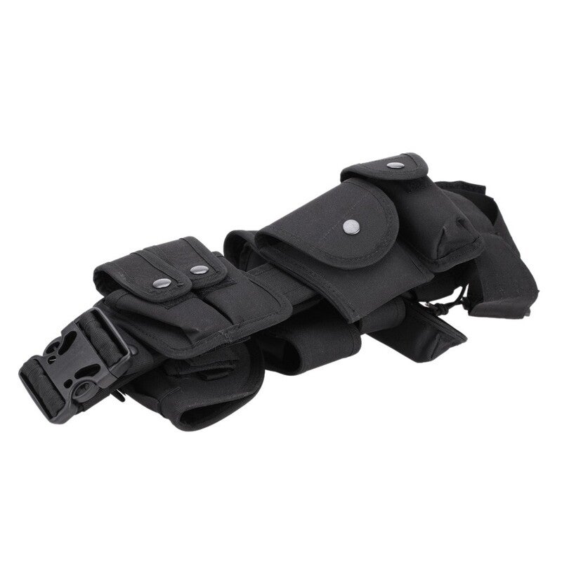 Ремни для полиции и охраны Тактическое полицейское снаряжение для охраны Набор для несения службы Пояс с подсумками Система кобуры Тренировочный черный