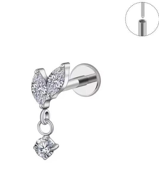 136 Titanium Piercing Labret Flatback Gaby Threadless Cartilage Earring Lip Ring Jewelry 16G ASTM F136