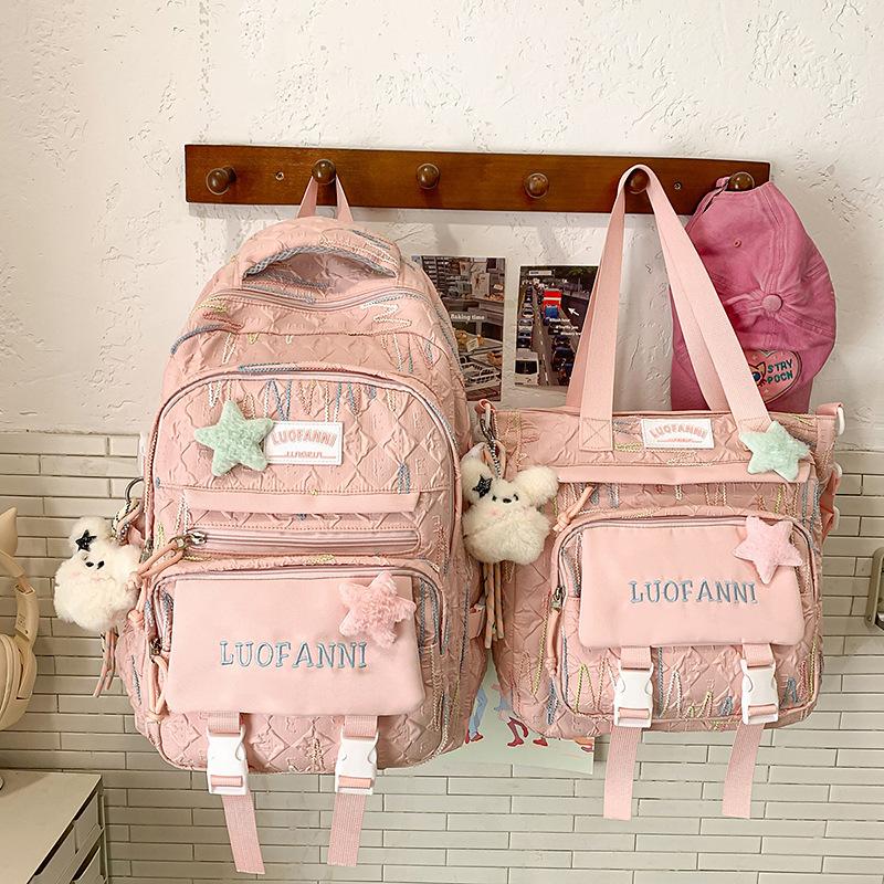 Schoolbag college style schoolbag for girls junior high school students cute Korean version large capacity backpack lightweight high school students