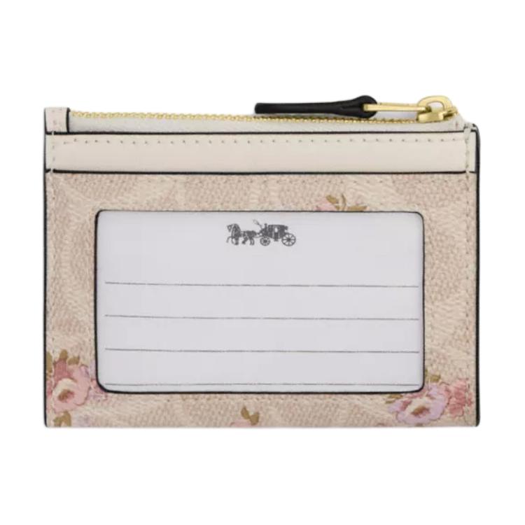 New COACH Skinny Id Case Coated Canvas Card Holder Mini Women's Gold & Sand CAR16-IMSAS