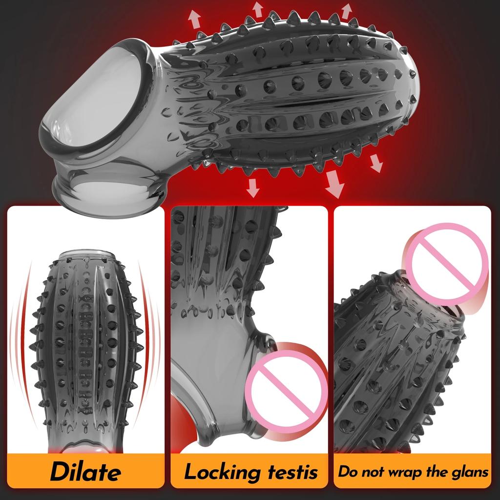 Стимуляция точки G Увеличение пениса Секс-игрушки для мужчин Кольцо для члена Растяжитель Экстендер Рукав Многоразовые презервативы Товары Продукты для взрослых