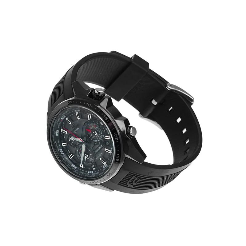 Casio Серия EDIFICE Мужские часы с солнечным питанием и кварцевым механизмом Черная нержавеющая сталь Солнечный механизм Ремешок из смолы Японский и корейский EQS-500C-1A1