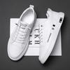 2025 New Korean Version Trendy Casual Men's Trendy Shoes White Shoes Leather Surface Board Shoes Spring Live Broadcast Breathable Little White Shoes