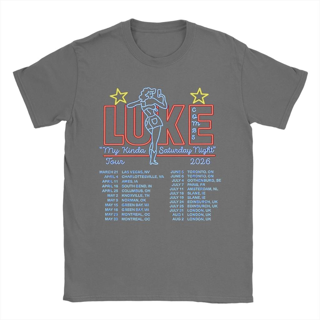 Unisexs Luke Combs My Kinda Saturday Night Tour T Shirts Cotton Tops Summer Funny ShortSleeve T Shirt O Neck Fashion Print Tshirt