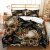 Duvet Cover 220x240 Beige 3D Print Halloween Comforter Cover Set For Bedroom Super Soft Comfortable Warm Queen Bedding Set Skull