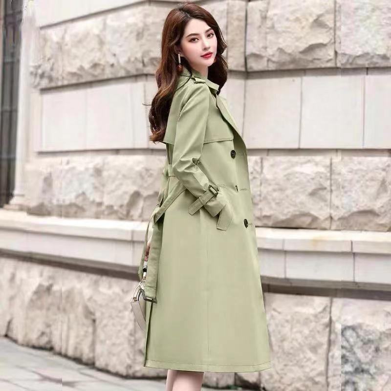 Тренч с подкладкой, женский Тренч средней длины, весенне-осеннее драпированное пальто, длинное пальто выше колена для женщин, пальто