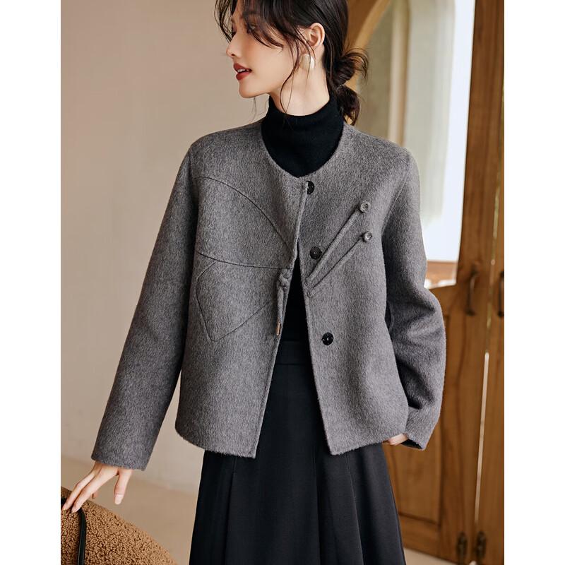 XWI Women's New Chinese Style Toggle Button Wool Coat