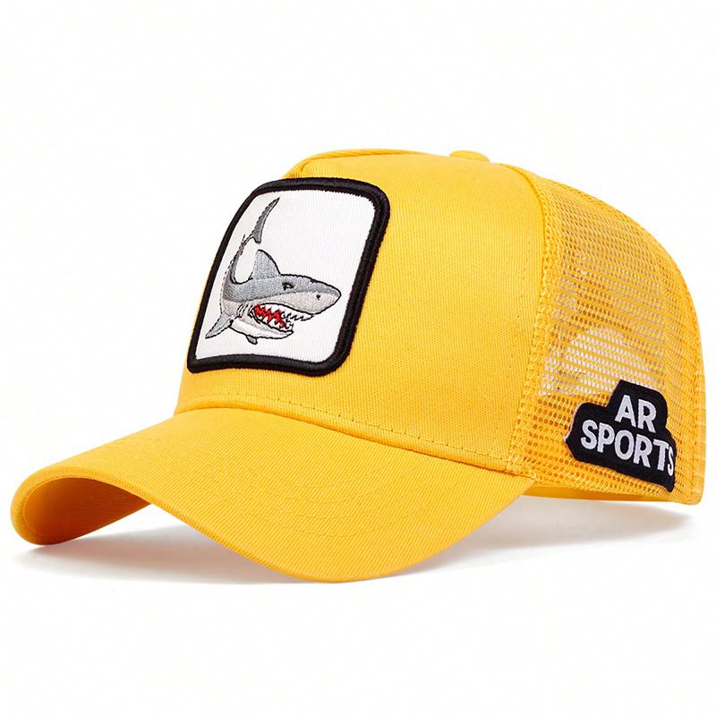 Модная шляпа с вышивкой акулы, летняя дышащая солнцезащитная бейсболка для мужчин и женщин, сетчатая кепка для гольфа, дикая шляпа Gorras