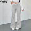 Women's Fashion Casual Solid Color Print High Waist Trousers Pants & Capris