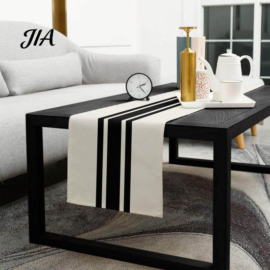 Washable Rectangular Desk Runner Modern Geometric Table Runner, Black And White Checkered Stylish Pattern 72 Inch Striped for Dining Decor Easy Care