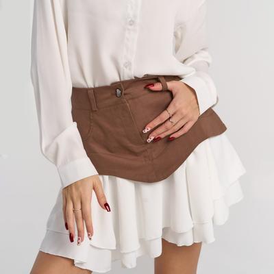 Женская летняя юбка с высокой талией, оборками, подолом, мини-юбка с карманами, юбка А-силуэта для работы и отдыха