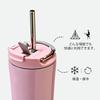 530ml Tumbler, Vacuum Insulated, Keeps Hot or Cold, Stainless Steel, with Holed Lid, Straw, Handle, Stays Dry, No Condensation, Direct Drinking, Pink