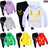 Messi Letter Print Cartoon Kids Hoodie And Pants Set With Cotton Fabric