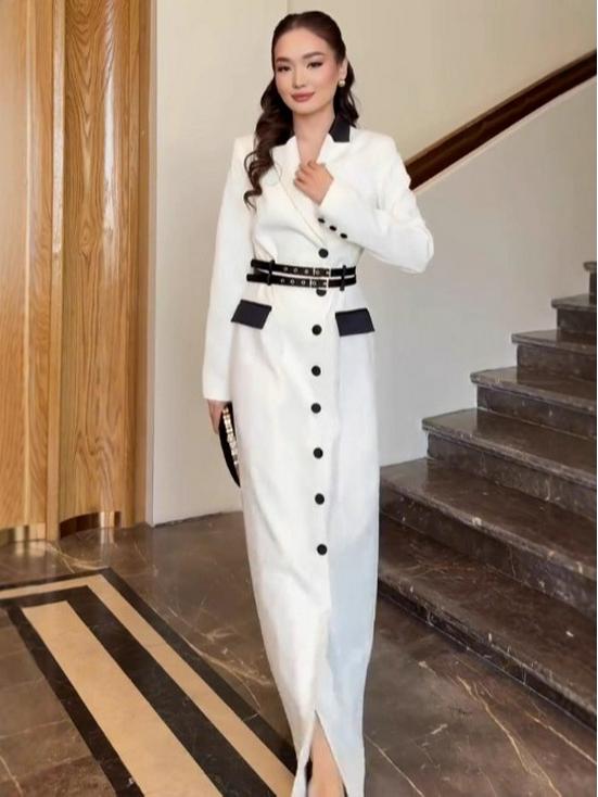 2025 Осень Высококачественное Приталенное Платье с Длинным Рукавом и Элегантным Стилем