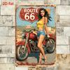 SHEIN Металлическое настенное искусство Винтажный знак Route 66 Прочный Предварительно просверленный 2D Декор для дома Велосипедной комнаты