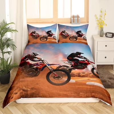 Пододеяльник для мотоцикла Dirt Bike, двойной пододеяльник для мотокросса, комплект постельного белья для экстремальных видов спорта, крутой комплект постельного белья для мотоциклистов для мальчиков и взрослых