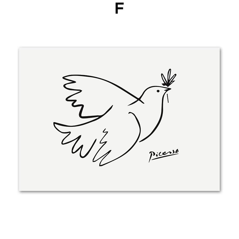 Абстрактные линии девушка геометрическая птица Пикассо Матисс настенная живопись холст картины постеры и принты настенные панно для декора гостиной