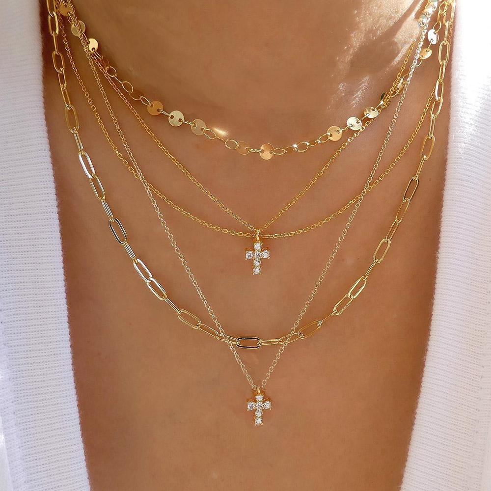 Bohemia Gold Multiple Styles Necklace For Women Trendy Multi-Layer Crystal Pendant Necklaces Set Jewelry Gifts