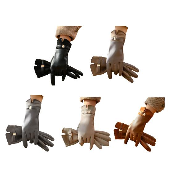 Женские зимние перчатки с сенсорным экраном, замшевые и из искусственной кожи, с плюшевой подкладкой, теплые