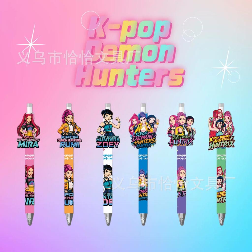 @@random KPOP Команда Охоты на Ведьм Нажимная Ручка Высокая Красота Нейтральная Ручка Патч Корейский Стиль Манга Милая Студентка Канцелярские Товары