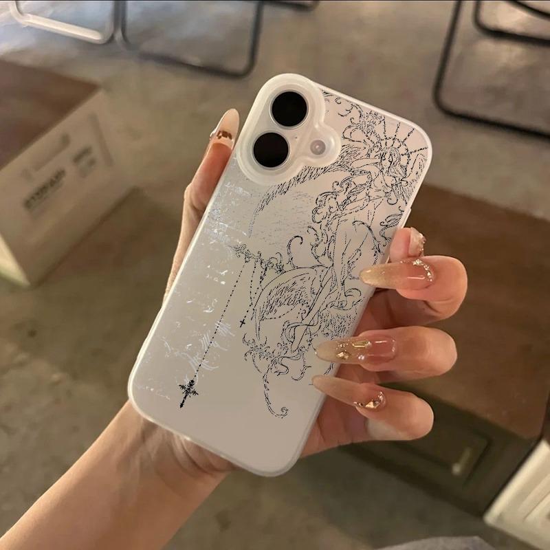 Прозрачный матовый чехол для телефона с узором в виде креста для iPhone 17 16 15 14 13 12 11 Pro Max XS XR X 7 8 Plus 16E 17 Air Защитный бампер